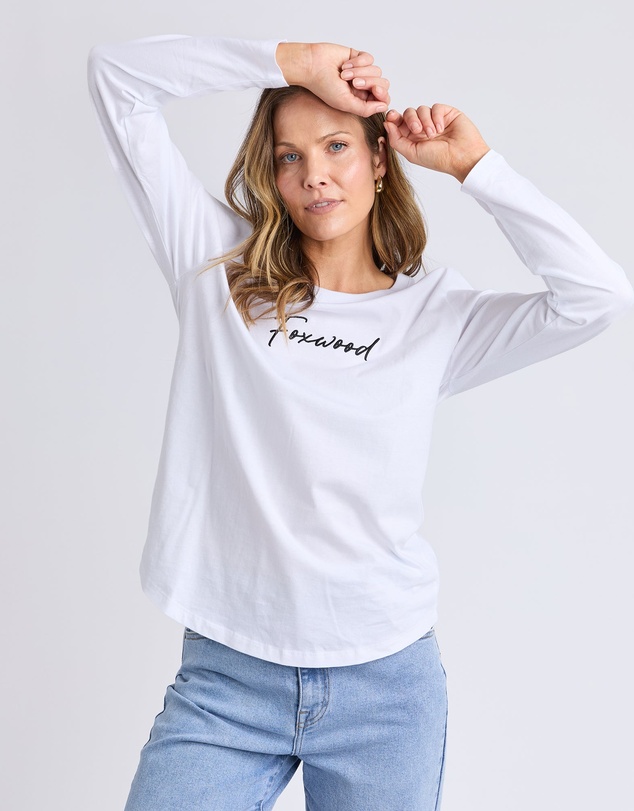 Foxwood - Signature Long Sleeve Tee White