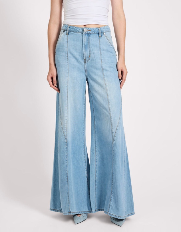 ONE TEASPOON - Hollywoods High Waist Wide Leg Denim Jeans - Cool Blue