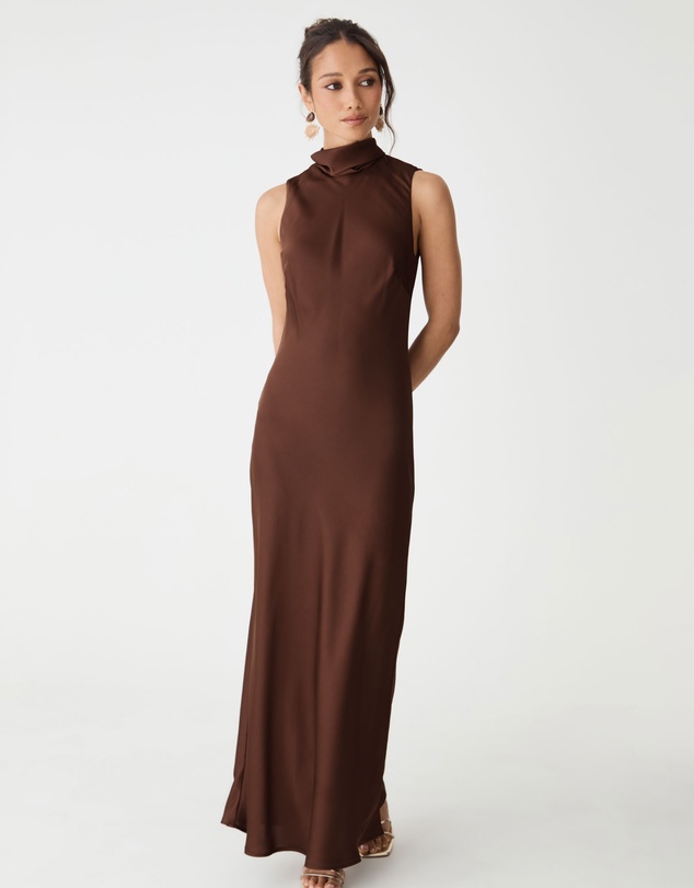 Forcast - Lorelei Tie Neck Satin Dress
