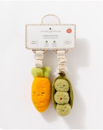 Living Textiles - 2 Pack Mini Market Brunch Stroller Toys - Carrot & Green Peas