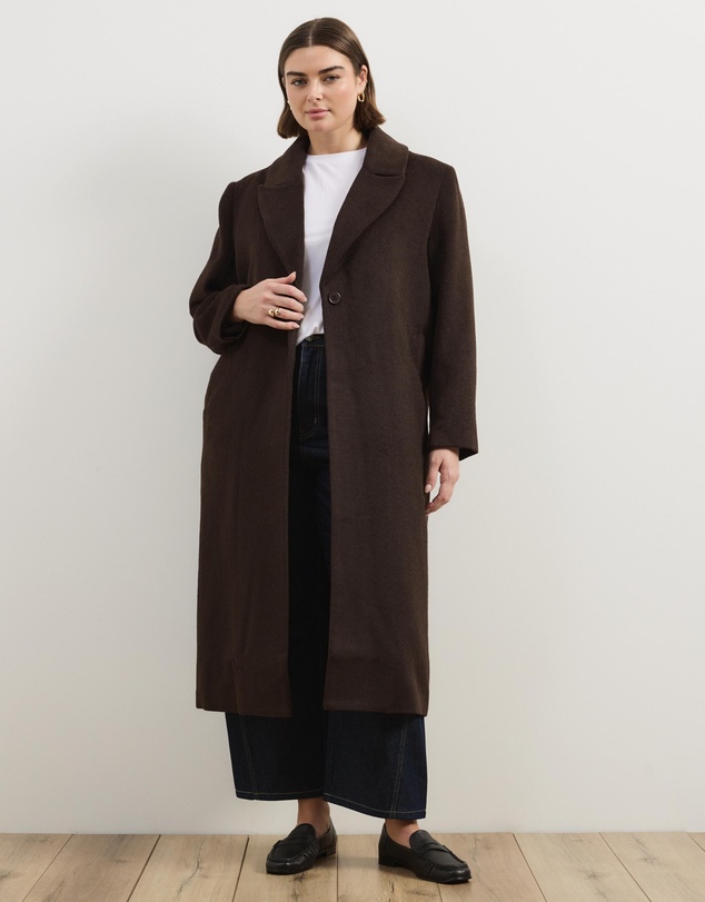 Atmos&Here Curvy - Ally Wool Blend Longline Coat