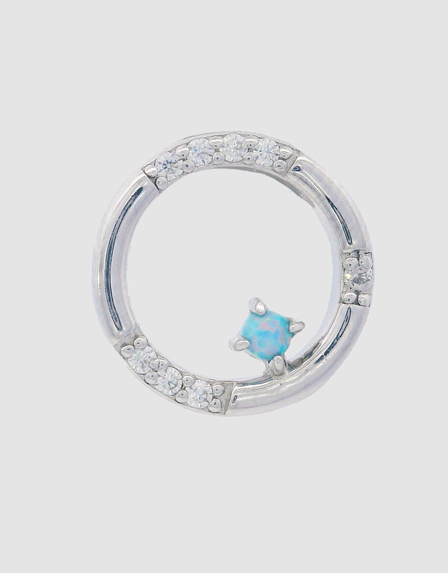 Georgini - Georgini Opal Glow Blue Created Circle Silver Earrings