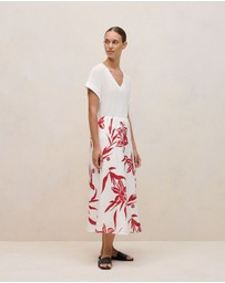 Trenery - Mercerised Cotton Relaxed V Neck Knit in White
