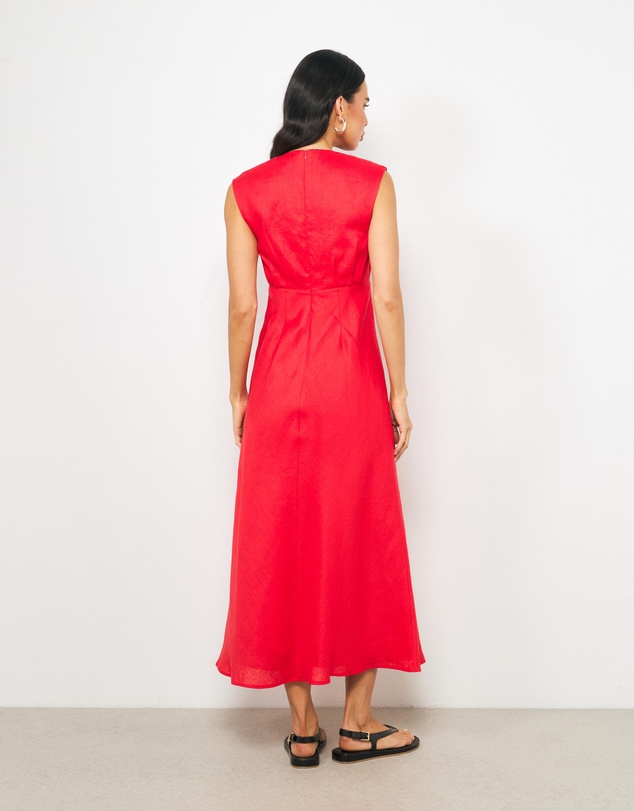 AERE - Orli Bead Detail Linen Midi Dress