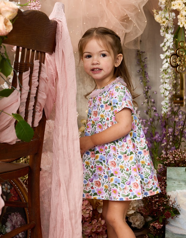 Fleur Harris - 'Heirloom Treasures' Pettaline Dress in Snow Floral