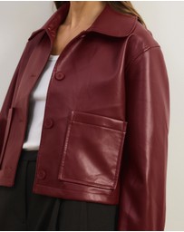 Atmos&Here - Annalise Leather Look Cropped Shacket