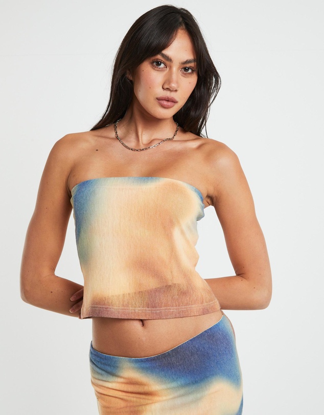 Neon Hart - Della Printed Strapless Knit Top