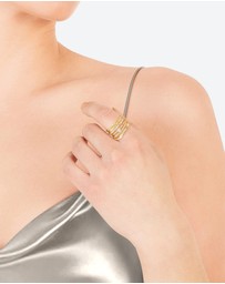 Lovisa - Gold Plated Molten Diamante Ring 6-Pack