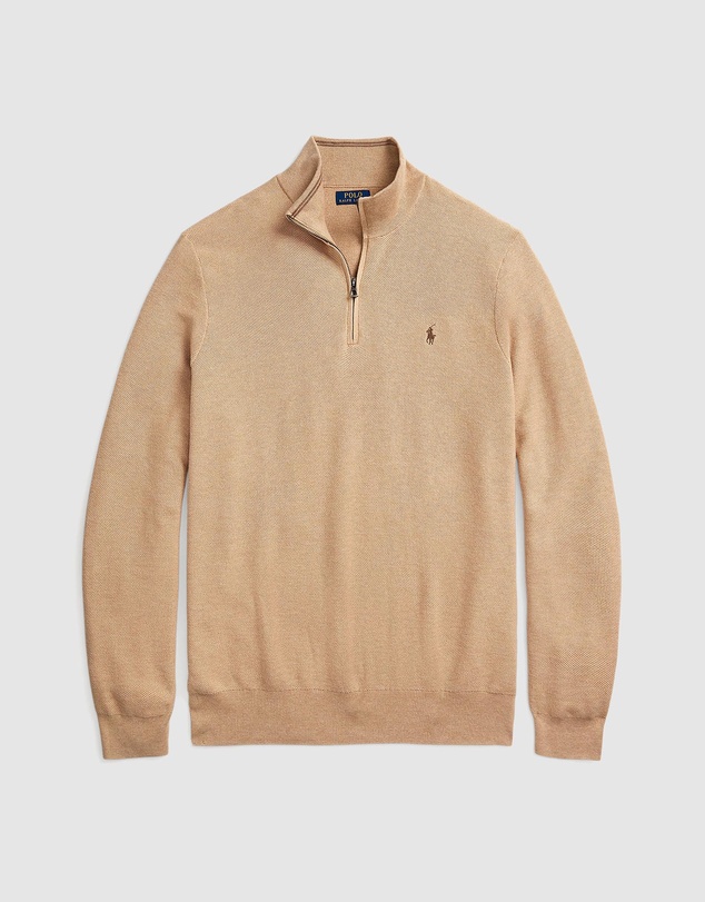 Polo Ralph Lauren - ICONIC EXCLUSIVE - Big & Tall - Mesh-Knit Cotton Quarter-Zip Sweater