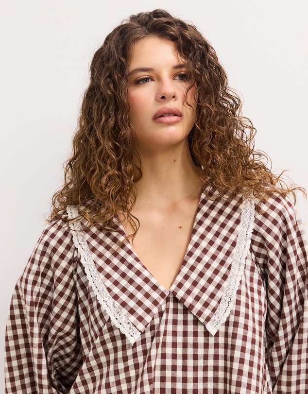The Fated - Paige Gingham Collared Mini Dress