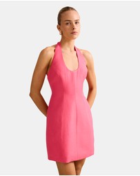Forever New - Esther U-Neck Halter Neck Linen Mini Dress