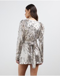 ROTATE - Sequin Mini Wrap Dress