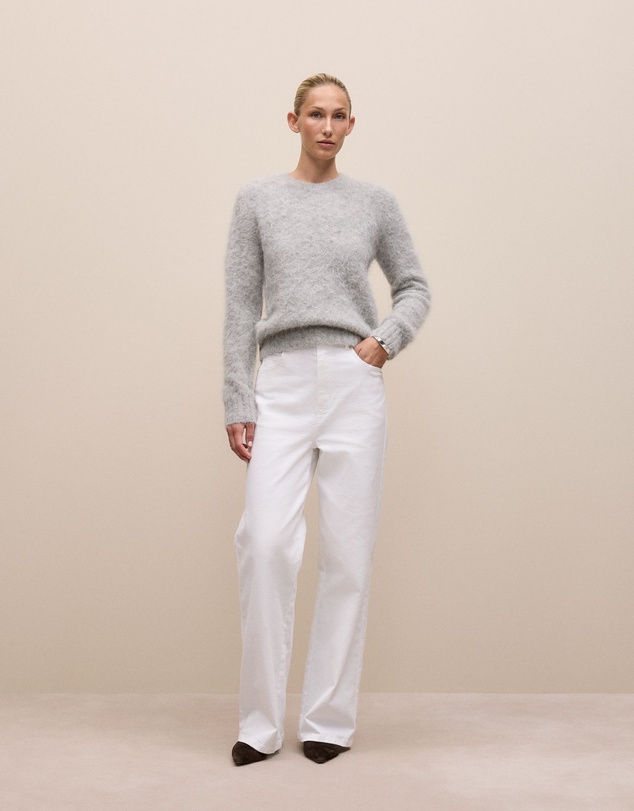 Trenery - Brushed Alpaca Pullover in Light Grey Melange