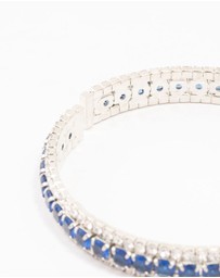 Lovisa - Silver & Blue Round Encased Cubic Zirconia Wrist Cuff