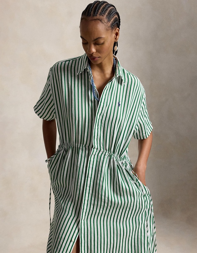 Polo Ralph Lauren - Striped Linen-Cotton Drawcord Shirtdress