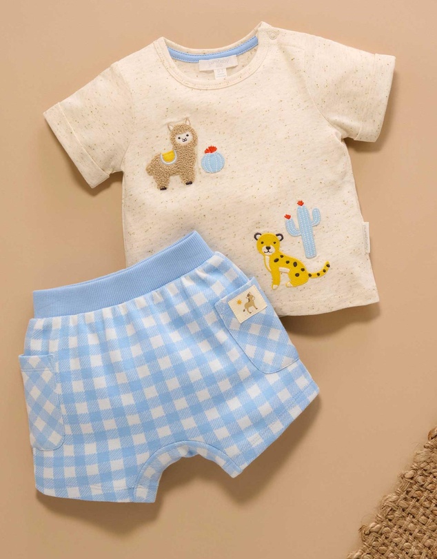 Purebaby - Gingham Short and Tee Set -Kids-Babies