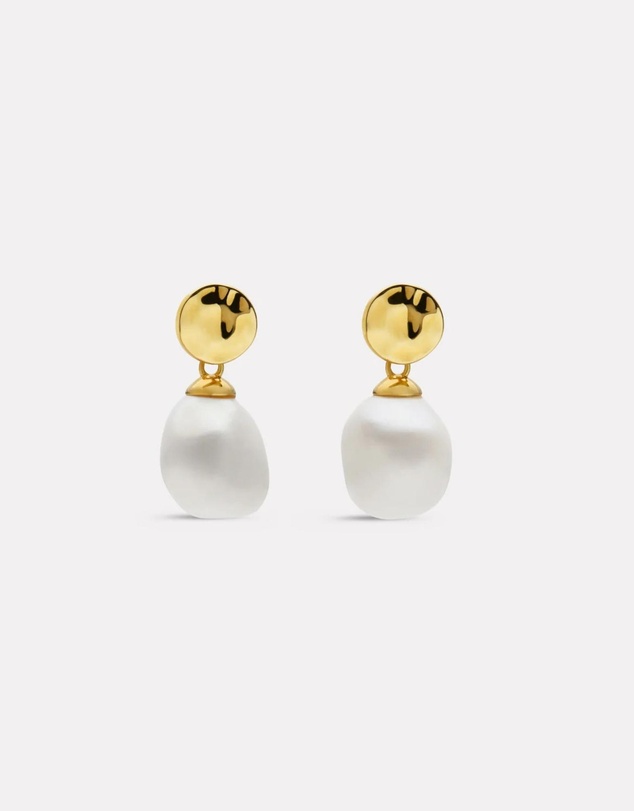 Najo - Ocean Drift Yellow Gold & Pearl Earring
