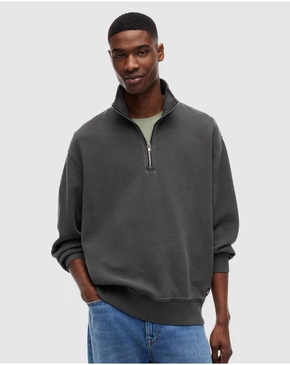 Tommy Jeans - Relaxed Washed Waffle Quarter-Zip Sweater