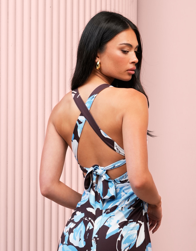 Azzurielle - Leland Halter Cross Back Dress