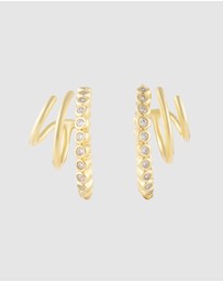 Wanderlust + Co - Triple Pave 13mm Hoop Earrings