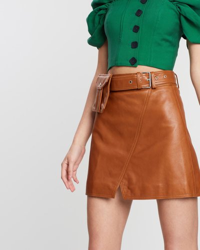 While Here Leather Skirt