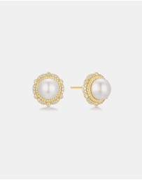 Ania Haie - Gold Shell Pearl Bloom Stud Earrings