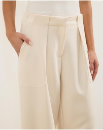 Atmos&Here - Rowen Pleated Barrel Leg Pants With Tie Waist