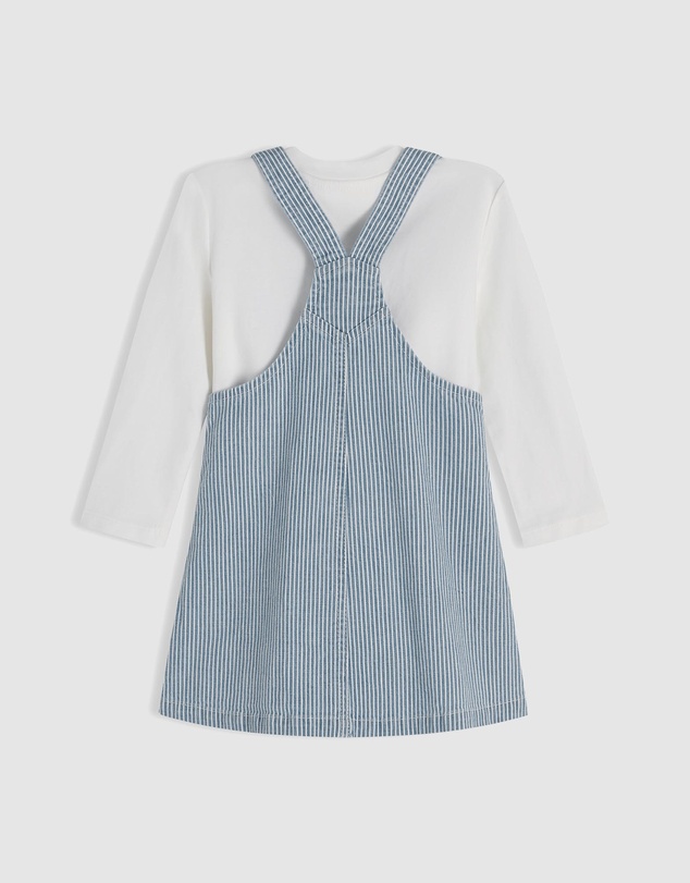 Tommy Hilfiger - Denim Stripe Dungaree Dress And T-Shirt Set - Babies