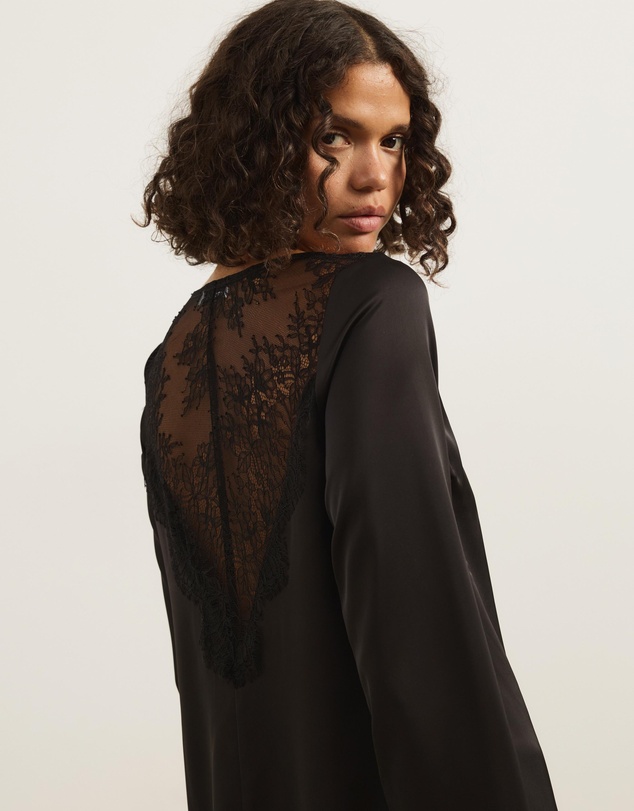 Atmos&Here - Mirelda Satin Lace Mini Dress