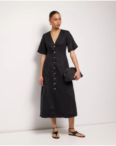 AERE - Rani Linen Midi Dress