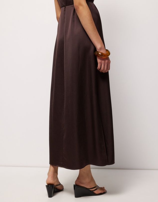 AERE - Sable Satin U Neck Midi Dress