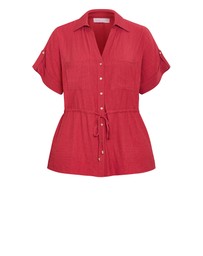 City Chic - Plus size Aria Cinched Shirt - sienna