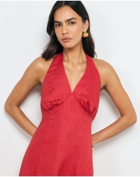 AERE - Lacey Halter Linen Dress