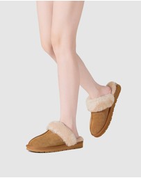 EVERAU - EverAU Ugg Muffin Slipper Suede Cow Suede Upper House Shoes