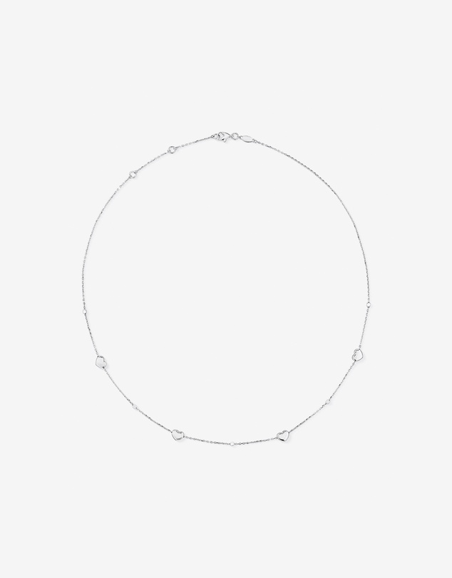 Michael Hill - 50cm Heart & Bead Station Necklace in Sterling Silver