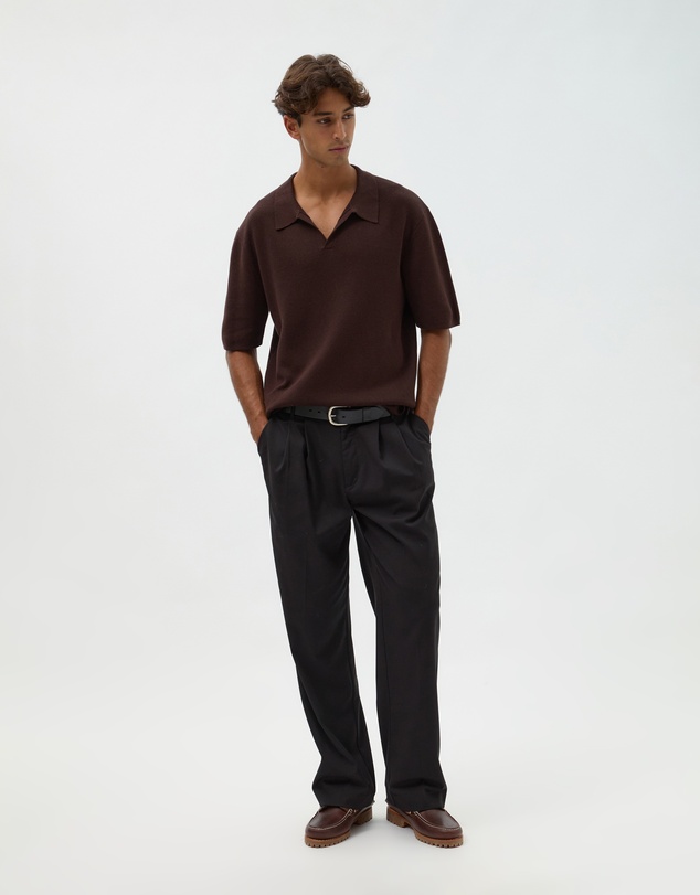 AERE - Deep Cut Knit Polo