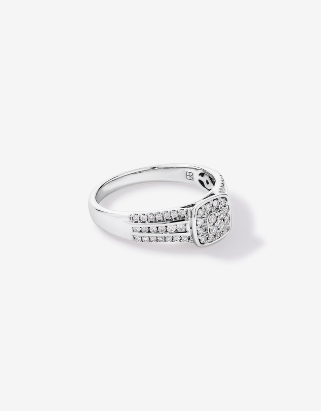 Michael Hill - 0.35 Carat TW Cushion-Shaped Diamond Cluster Ring in Sterling Silver
