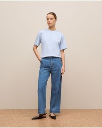 Trenery - Cotton Modal Interlock T-shirt in Soft Blue