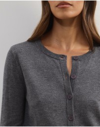 Atmos&Here - Elina Crewneck Knit Cardigan With Rib Hem