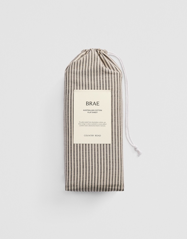 Country Road - Brae Australian Cotton Stripe Queen Flat Sheet