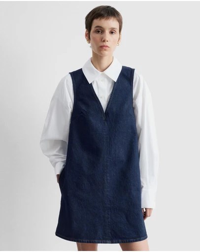 & Other Stories - V-Neck Denim Mini Dress