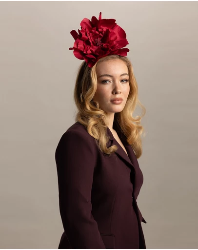 Morgan & Taylor - Cindy Fascinator in Burgundy Red