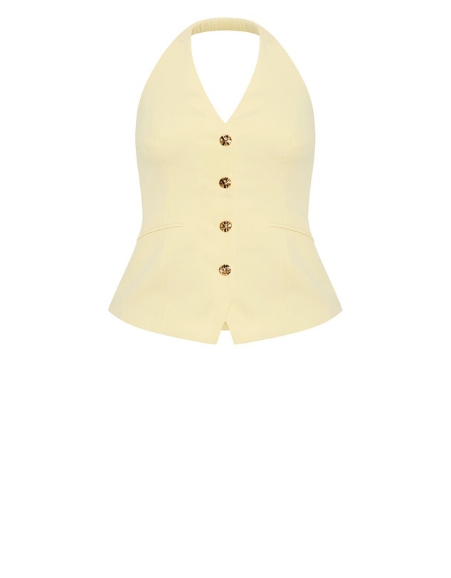 City Chic - Plus size Abbie Halter Vest - lemon sorbet