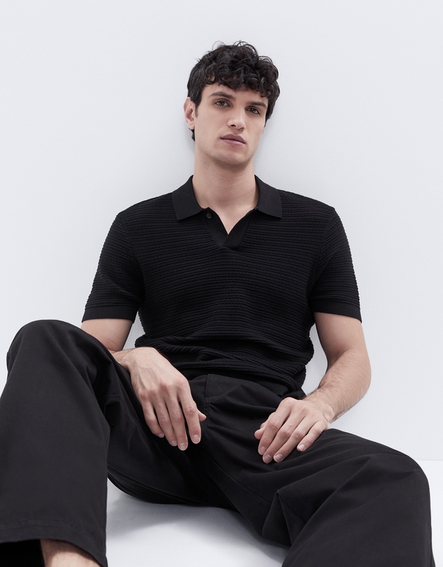 UNISON - Pointelle Stitch Knit Polo