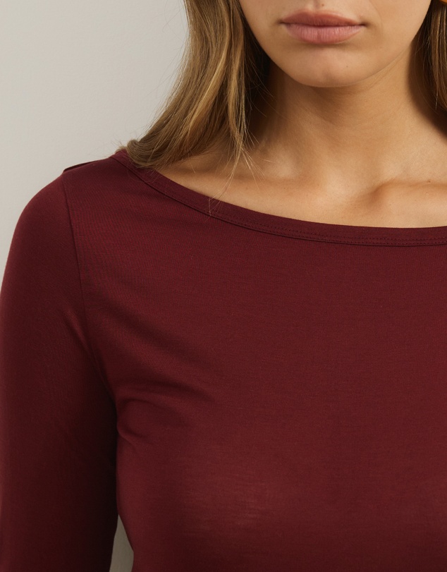 Atmos&Here - Wool Blend Boat Neck Long Sleeve Top