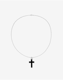 Michael Hill - Onyx Cross Pendant in Silver with 65cm Cable Chain