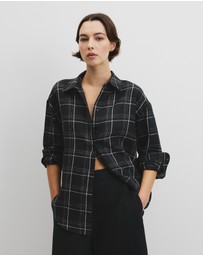 Country Road - Organically Grown Linen Relaxed Fit Long Sleeve Check Shirt