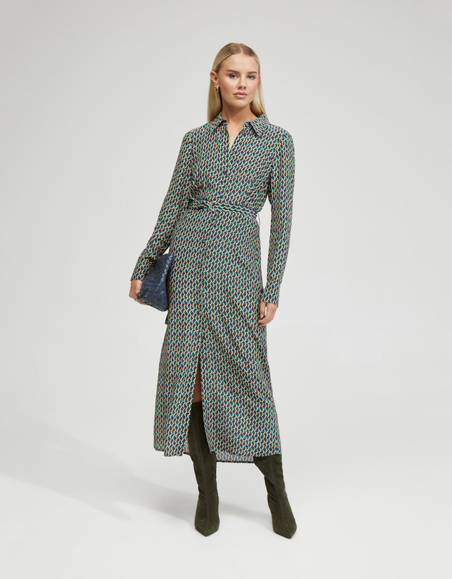 Oxford - Dianne Zigzag Print Shirt Dress