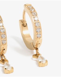 Lovisa - Gold Plated Surgical Steel Cubic Zirconia Pave Huggie Earrings 2-Pack