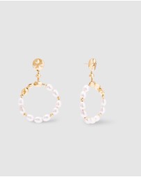Wanderlust + Co - Pearl Baroque 14K Gold Vermeil Hoop Earrings